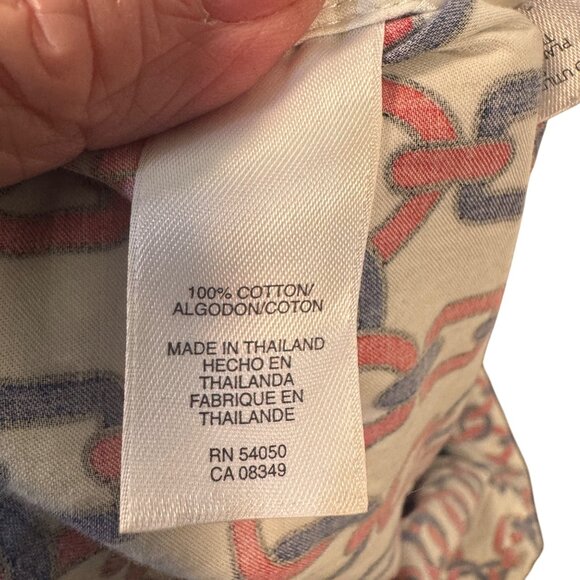 Jones New York Signature Chain Print Button-Up Shirt XL Red & Blue - Picture 7 of 9